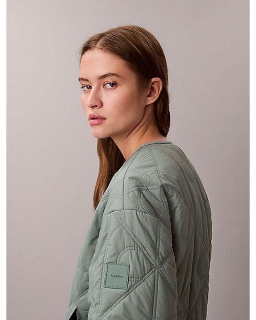 Calvin Klein Gray Jeans Allover Emblem Logo Quilted Liner Jacket