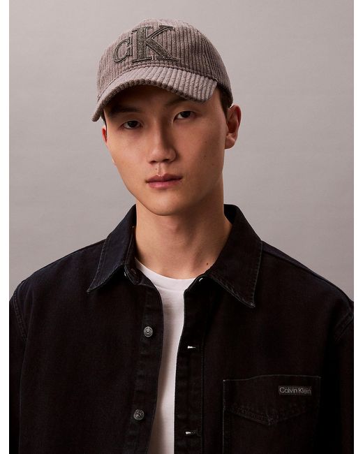 Calvin Klein Gray Monogram Felt Cap for men