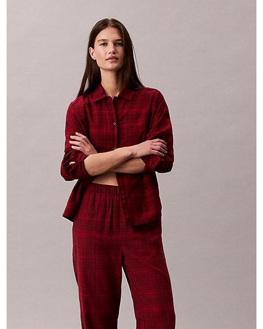 Calvin Klein Flanellen Pyjamabroek in het Red