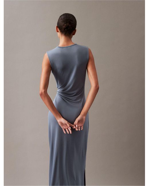 Calvin Klein Gray Refined Jersey Gathered Dress