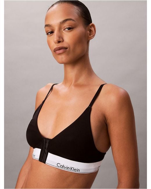 Calvin Klein Black Icon Cotton Modal Post Surgery Lightly Lined Triangle Bralette