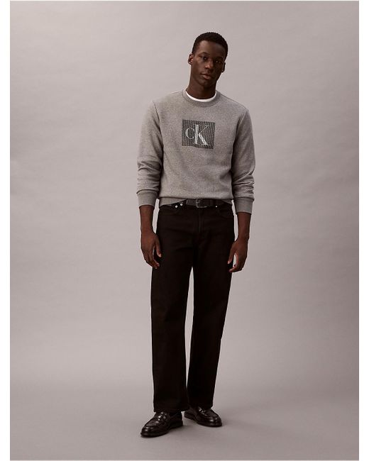 Calvin Klein Multicolor Calvin Klein Fleece Layered Monogram Graphic Sweatshirt for men