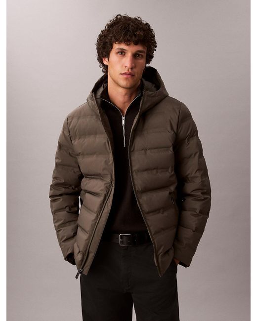 Calvin Klein Brown Packable Embossed Logo Quilted Puffer Jacket for men