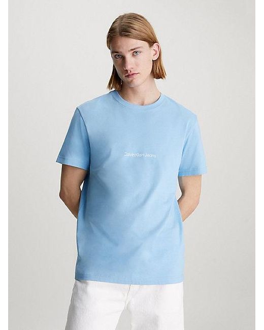 Calvin Klein T-Shirt mit Slogan-Print hinten in Blue für Herren