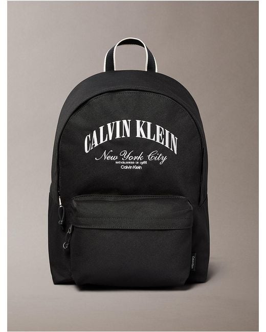 Calvin Klein Gray Heritage Logo Graphic Trolley Backpack for men
