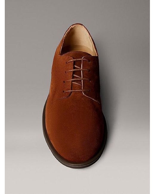 Calvin Klein Suède Derby-Veterschoenen Met Demping in het Brown voor heren