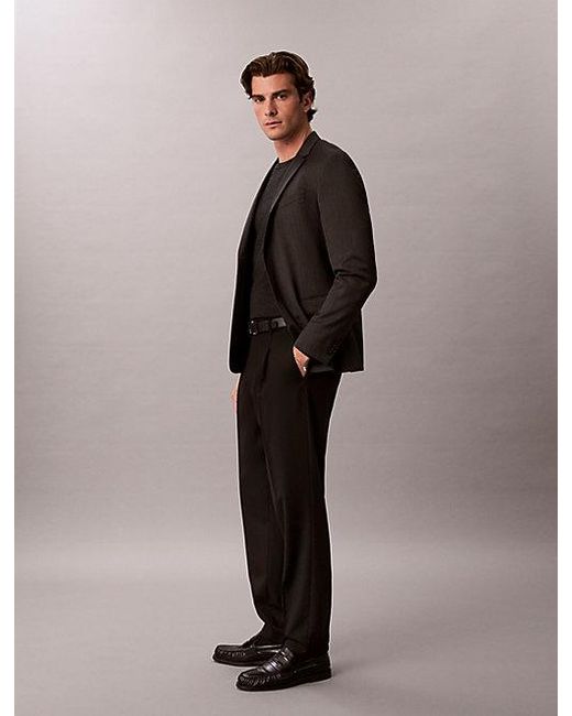 Calvin Klein Black Wool Blend Tapered Trousers for men