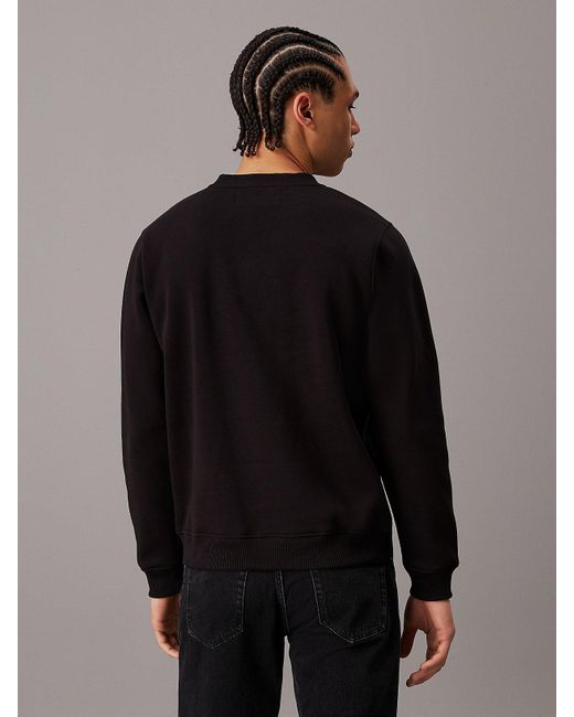 Calvin Klein Gray Monogram Fleece Sweatshirt for men