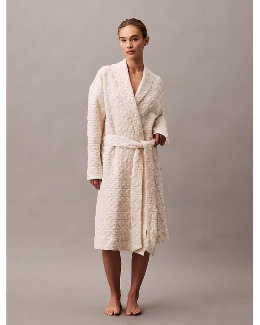 Calvin Klein Natural Logo Quilted Bathrobe
