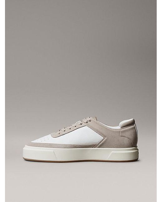 Calvin Klein Signature Sneakers Van Leer En Suède in het Metallic voor heren