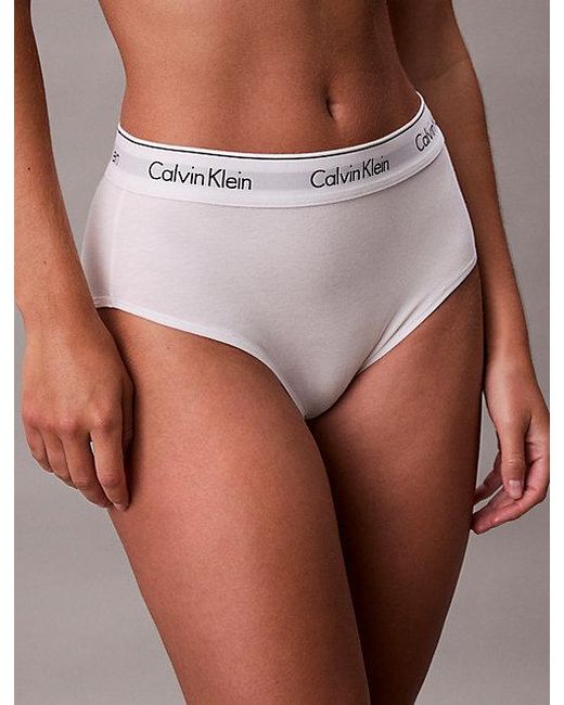 Calvin Klein White High Waist Bikini Briefs Icon Cotton Modal