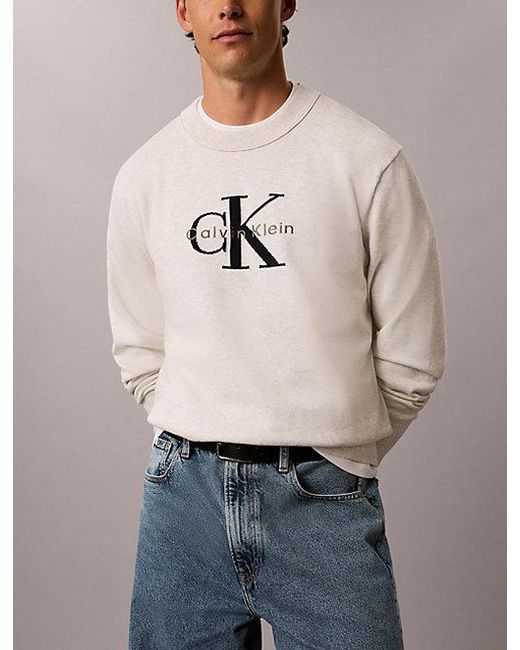 Calvin Klein Natural Jeans Relaxed Cotton Monologo Graphic Jumper for men
