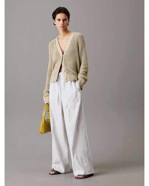 Pantalon Relaxed En Lin Et Coton Calvin Klein en coloris Gray