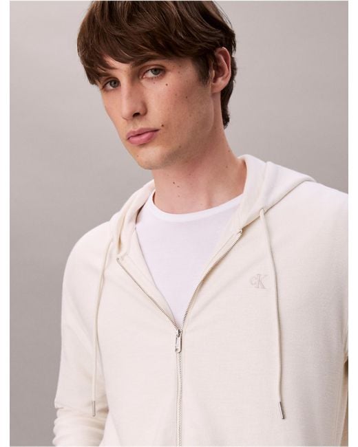 Calvin Klein Gray Calvin Klein Cotton Blend Boucle Relaxed Hoodie for men