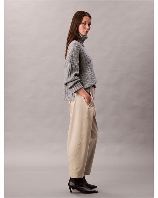 Calvin Klein Gray Calvin Klein Cotton Stretch Twill Barrel Pants
