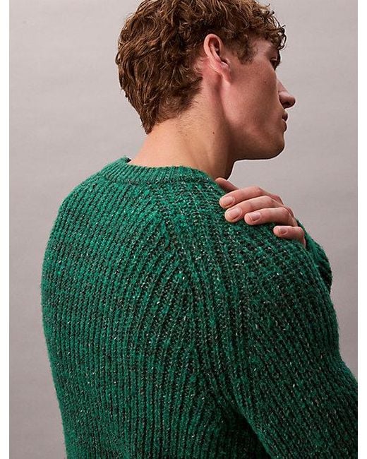 Calvin Klein Green Jeans Wool Blend Relaxed Raglan Jumper for men
