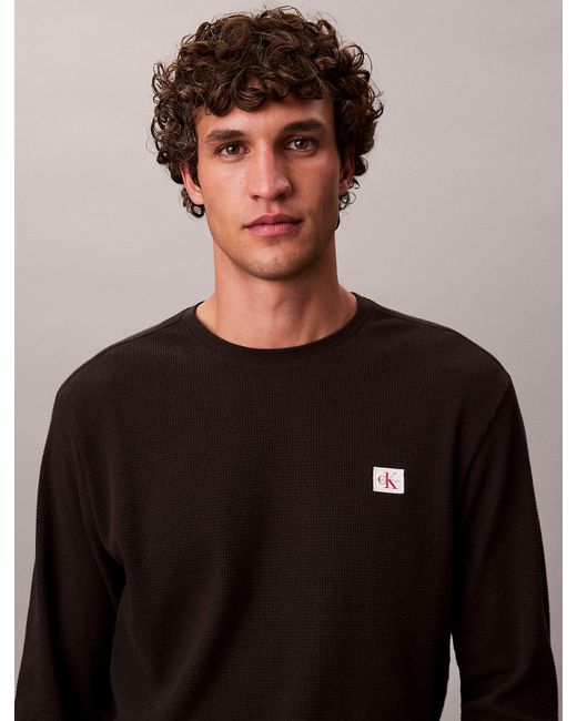 Calvin Klein Blue Long Sleeve Waffle T-Shirt for men