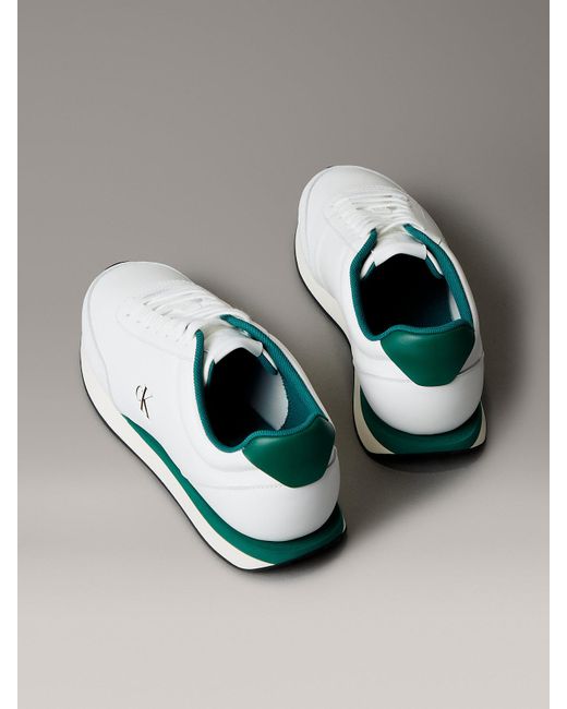 Calvin Klein Metallic Leather Signature Logo Runner Trainers for men