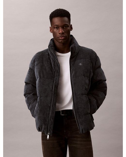 Calvin Klein Gray Corduroy Puffer Jacket for men