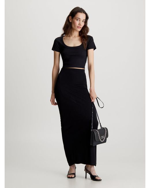 Sac en bandoulière en jacquard avec logo Calvin Klein en coloris Black