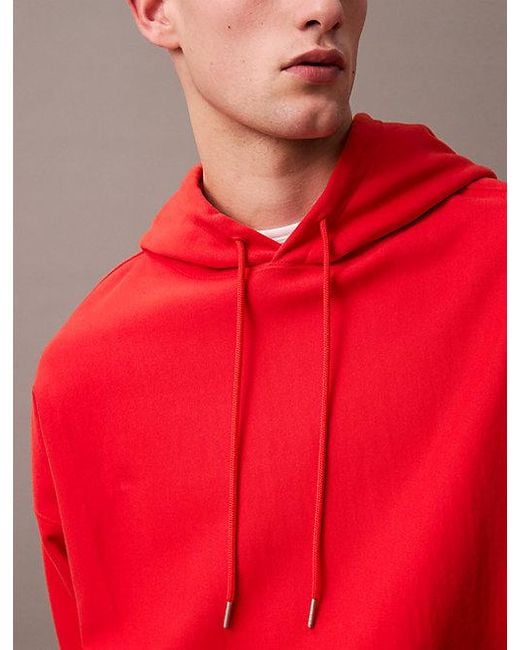 Calvin Klein Oversized Suède Badstoffen Hoodie in het Red voor heren