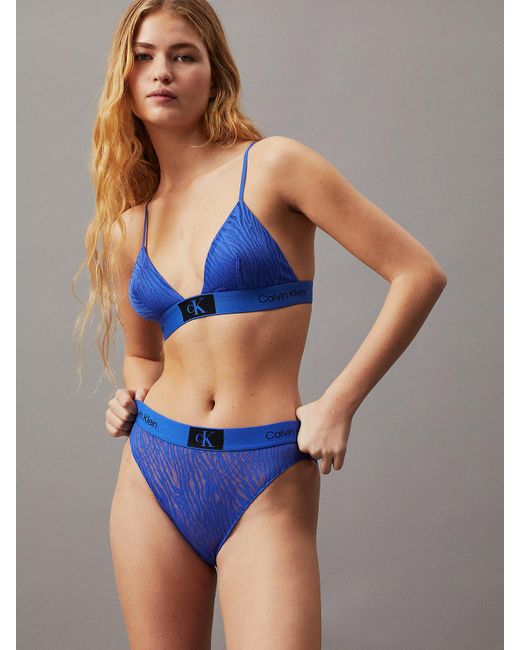 Calvin Klein Lace High Waisted Bikini Briefs - Ck96 in Blue