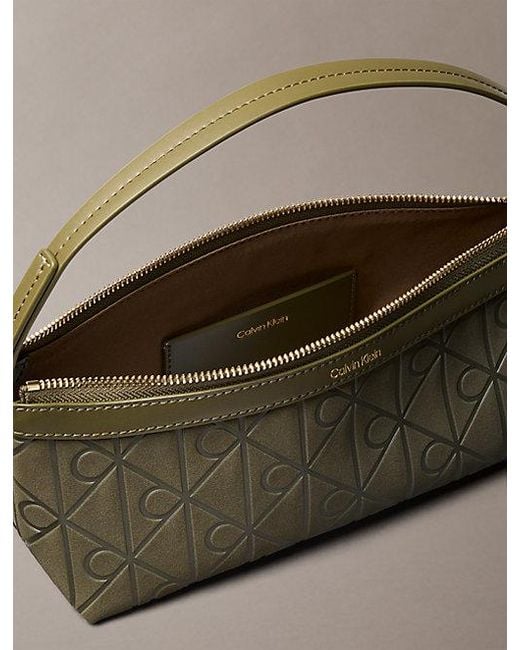Calvin Klein Brown Allover Emblem Logo Long Shoulder Bag