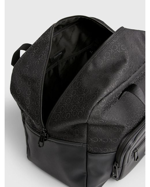 Calvin Klein Black Logo Jacquard Weekend Bag for men