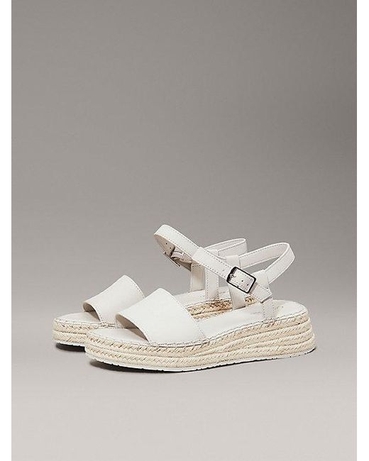 Calvin Klein Metallic Leather Espadrille Platform Sandals