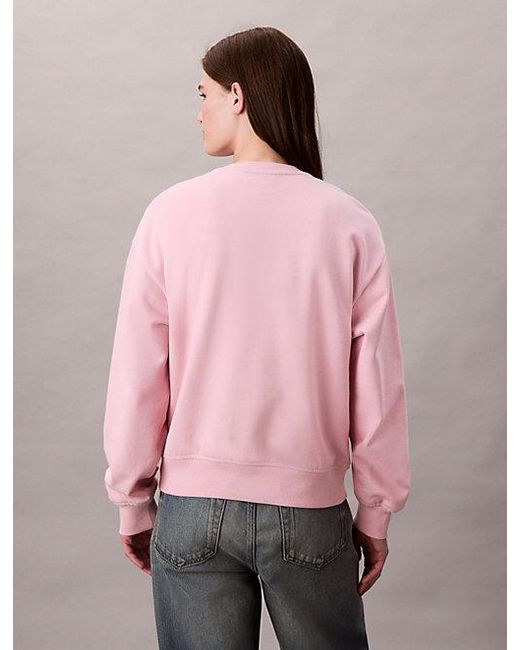 Calvin Klein Pink Jeans Monologo French Terry Relaxed Sweatshirt