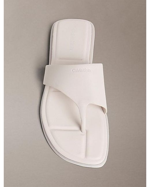 Calvin Klein Gray Carla Leather Square Toe Thong Sandals