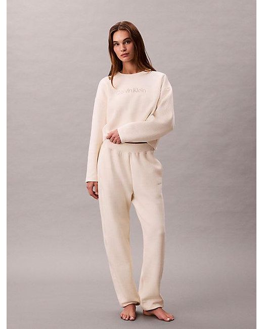 Calvin Klein Pink Quilted Fleece Lounge Joggers