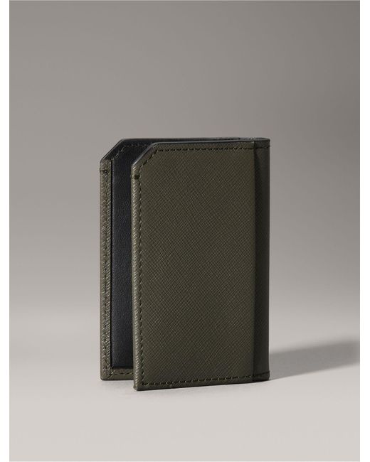 Calvin Klein Gray Refined Saffiano Compact Bifold Wallet for men