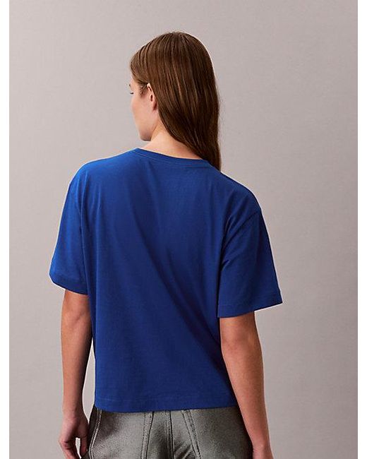 Calvin Klein Blue Jeans Cocktail Logo Graphic Boxy T-Shirt