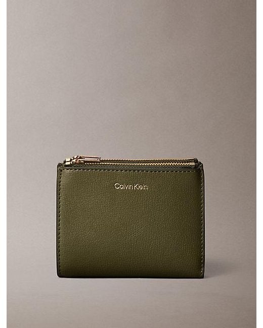 Calvin Klein Green Foil Logo Double Zip Card Holder