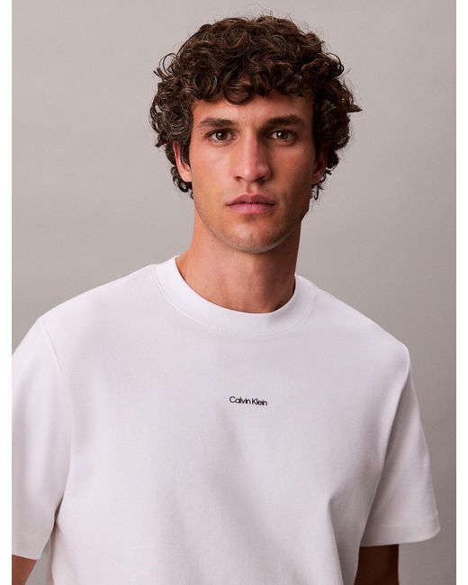 T-Shirt Relaxed En Piqué De Coton Calvin Klein pour homme en coloris White