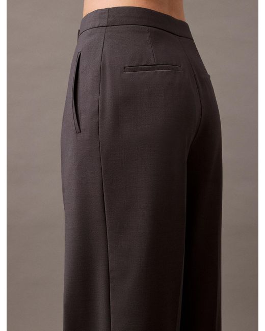 Calvin Klein Gray Tropical Wool Blend Pleated Pants