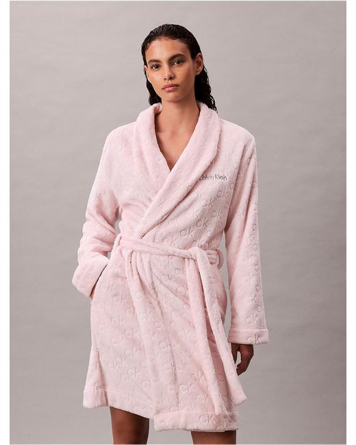 Calvin Klein Pink Allover Logo Robe