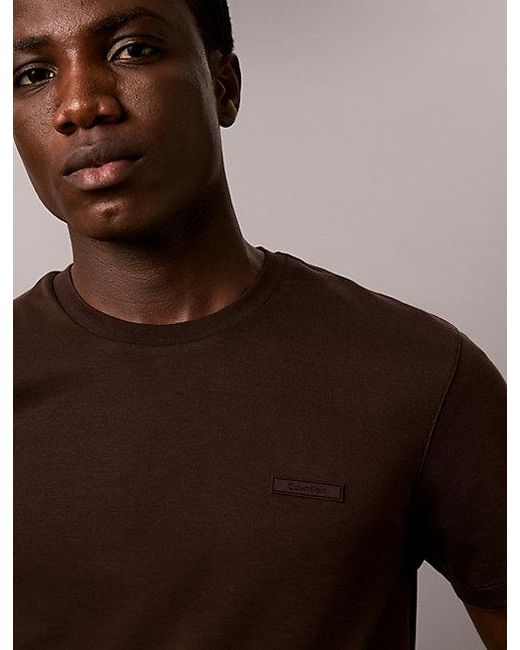 Calvin Klein Brown Slim Cotton Badge T-Shirt for men