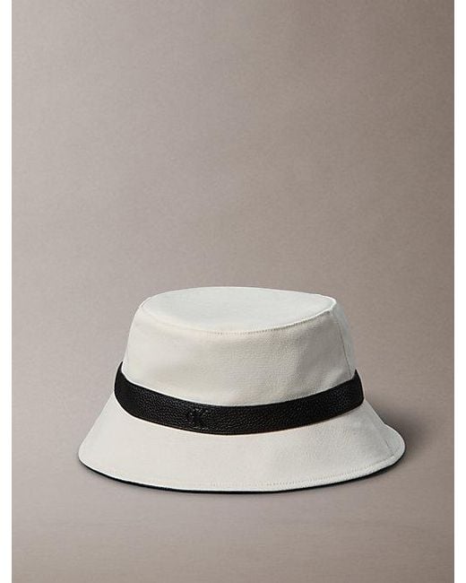 Calvin Klein White Canvas Bucket Hat