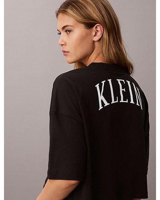 Calvin Klein Brown Jeans Cropped Varsity Logo T-Shirt
