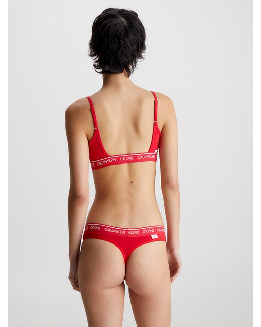 Calvin Klein Bralette And Thong Set - Ck One in Red