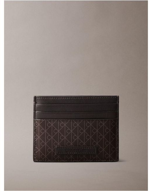 Calvin Klein Gray Allover Emblem Logo Card Case for men