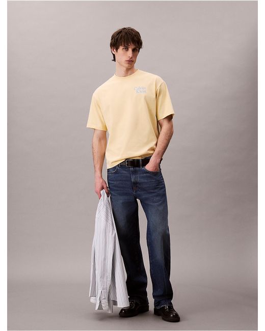 Calvin Klein Blue Calvin Klein Resort Script Logo Graphic Relaxed T-Shirt for men
