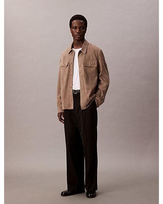 Calvin Klein Brown Suede Shirt Jacket for men