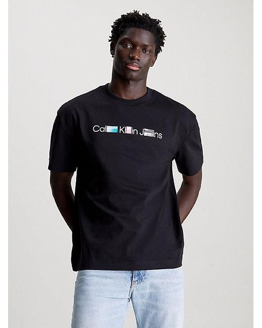 Camiseta con logo y estampado fotográfico Calvin Klein de hombre de color Blue