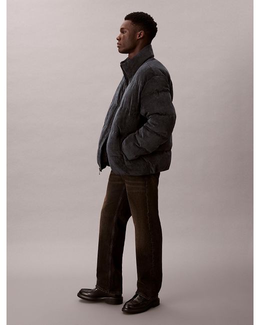 Calvin Klein Gray Corduroy Puffer Jacket for men