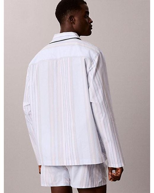 Calvin Klein Multicolor Button Down Pyjama Shirt Cotton Poplin for men