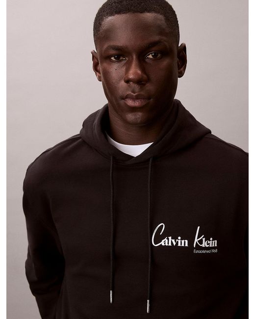 Calvin Klein Brown Graphic Logo Hoodie for men