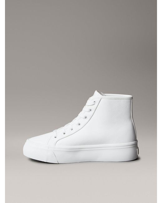 Baskets Montantes À Plateformes En Cuir Calvin Klein en coloris White